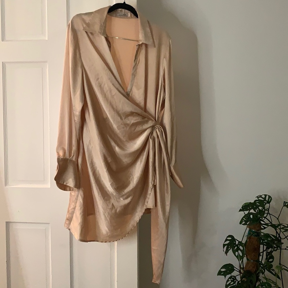 Fashion Nova | Champaign wrap dress mini